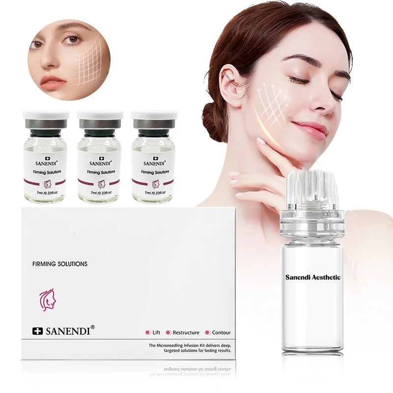 3 in 1 Micro-Infusion System for Eye & Face 0.05mm Stamp Hyaluronic Acid & Collagen Peptide Serum Firmer Home Skin Care 1Month