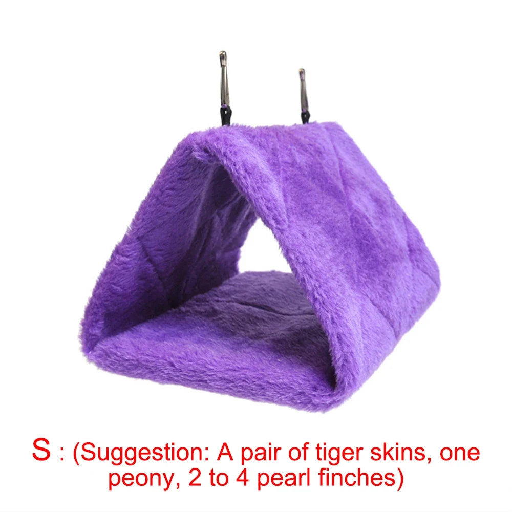 1PC Parrot Triangle Hammock - Pure Color Parrot Parrotlet Winter Warmth Cotton Nest Hanging Cage Hanging Suspension Nest