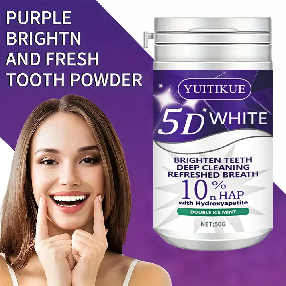 10% Hydroxyapatite Tooth Powder | 5D White Brightening | Deep Clean & Fresh Breath | Double Ice Mint