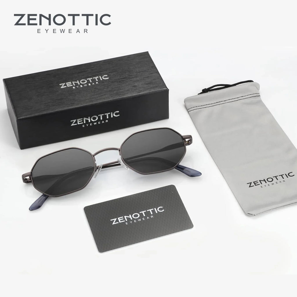 ZENOTTIC Retro Small Polygon Polarized Sunglasses Women Metal UV400 Sun Glasses Men Anti-Glare UV400 Goggles Driving Eyewear