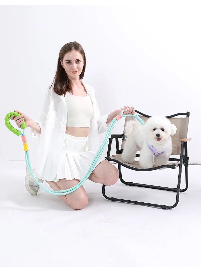 New Pet P-chain Explosion-proof Punching Anti Slip Wear-resistant Cotton Candy Traction Rope for Walking Dog