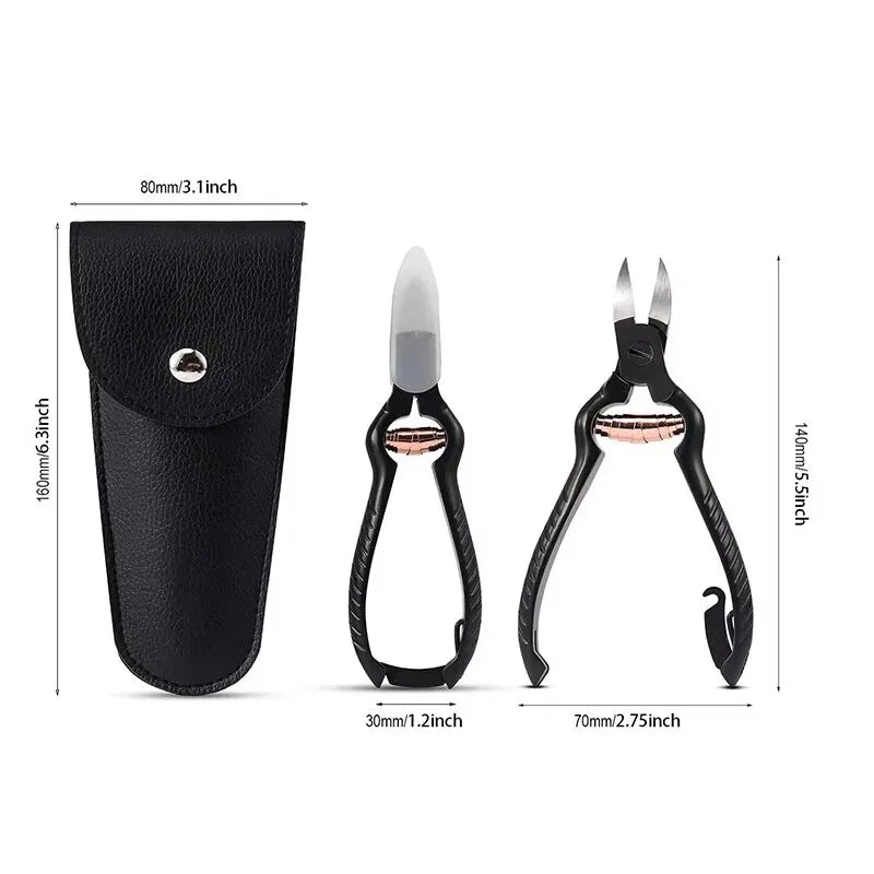 Precision Toenail Clippers for Thick or Ingrown Toenails - Secure and Stylish Design Thick Nail Clipper - W/Leather Case