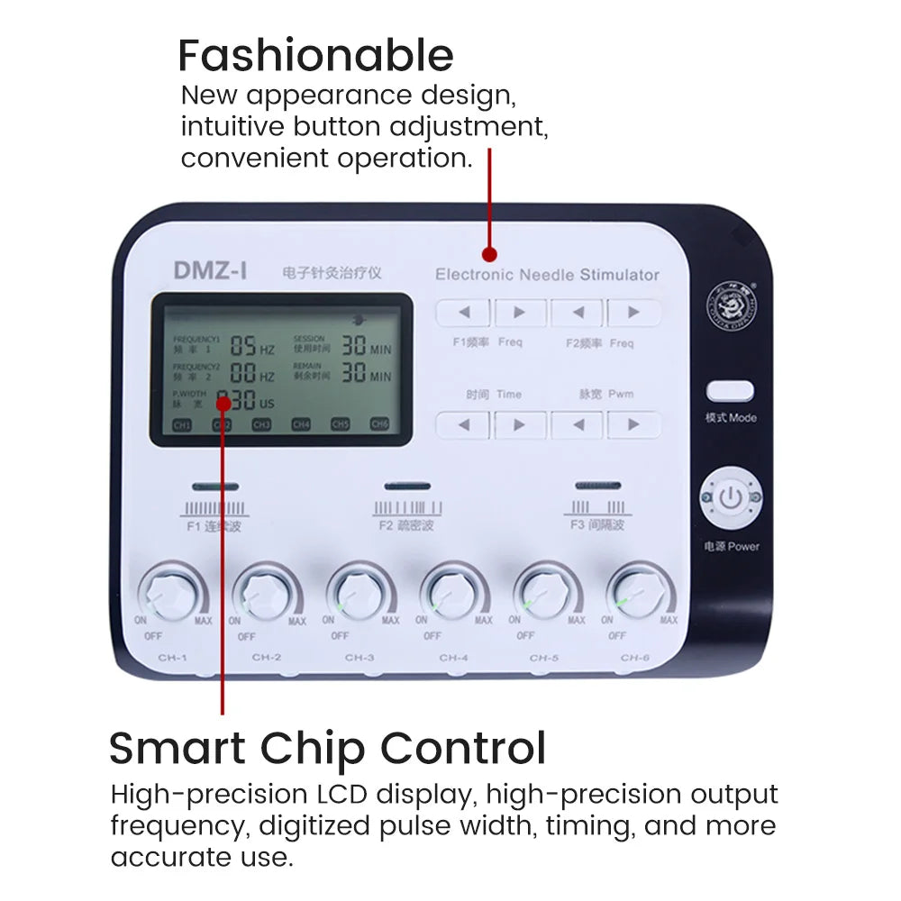 Body Massager 6 Output Channel Physiotherapy TENS Muscle Electrostimulator Relax Electroacupuncture with Patch Massage Machine