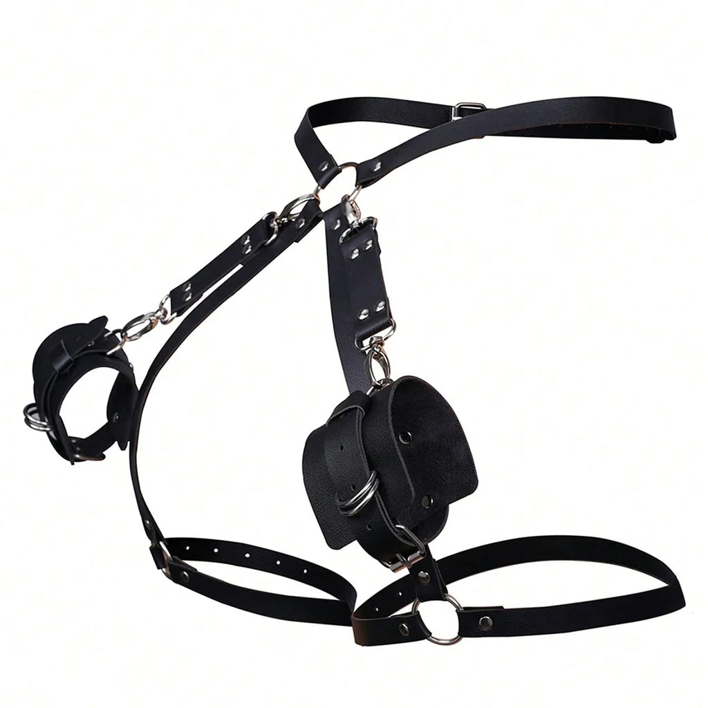 Ladies' punk style bondage art adjustable circular cuffs&thigh straps, essential for intimate role-playing