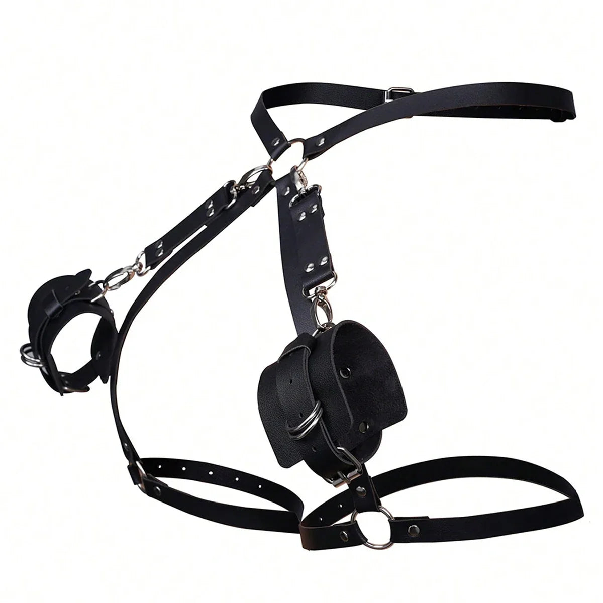 Ladies' punk style bondage art adjustable circular cuffs&thigh straps, essential for intimate role-playing