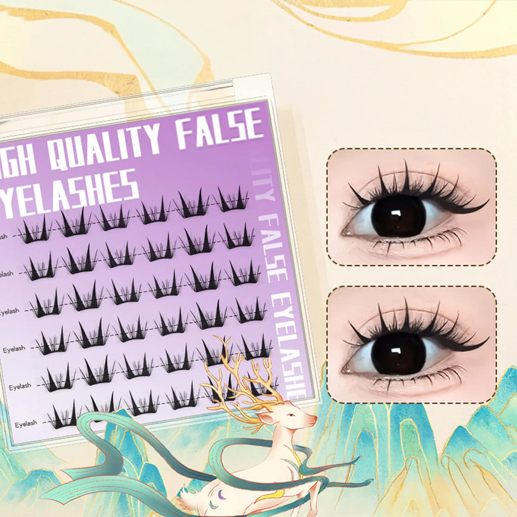 Natural Cosplay False Eyelashes No Glue Need Eyelash Clusters False Eyelashes for Eye-Lifting Effect DIY Makeup Use Makeup Tools
