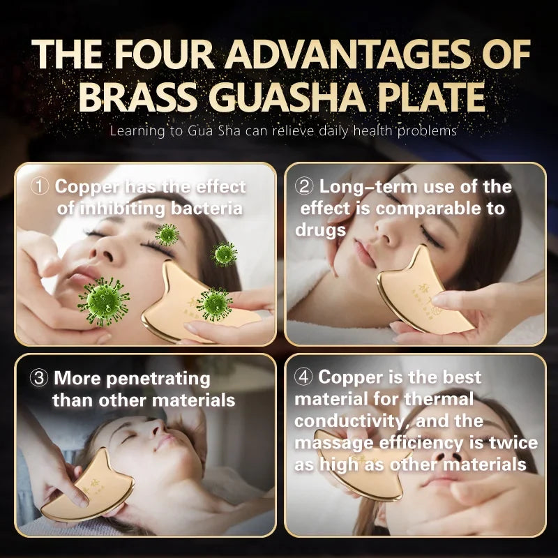face massage tool gua sha facial beauty tool  eye instrument brass scraping plate beauty instrument  Metal massage plate