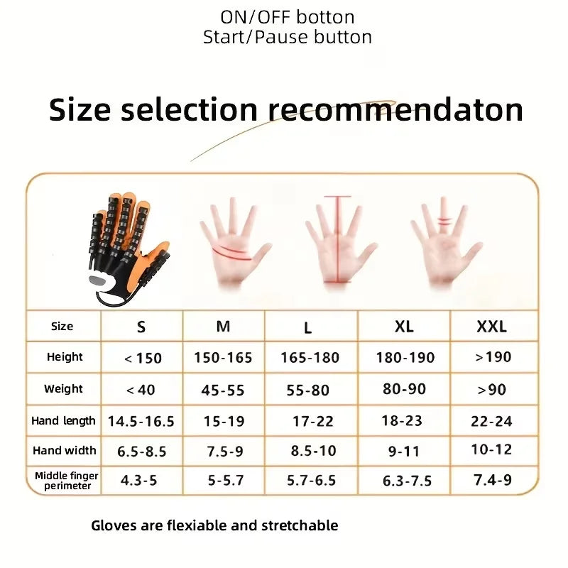 Portable 2400mAh Rechargeable Finger Training Robot Glove- 4 Modes 9 Levels Adjustable- Universal for Left Right Hands