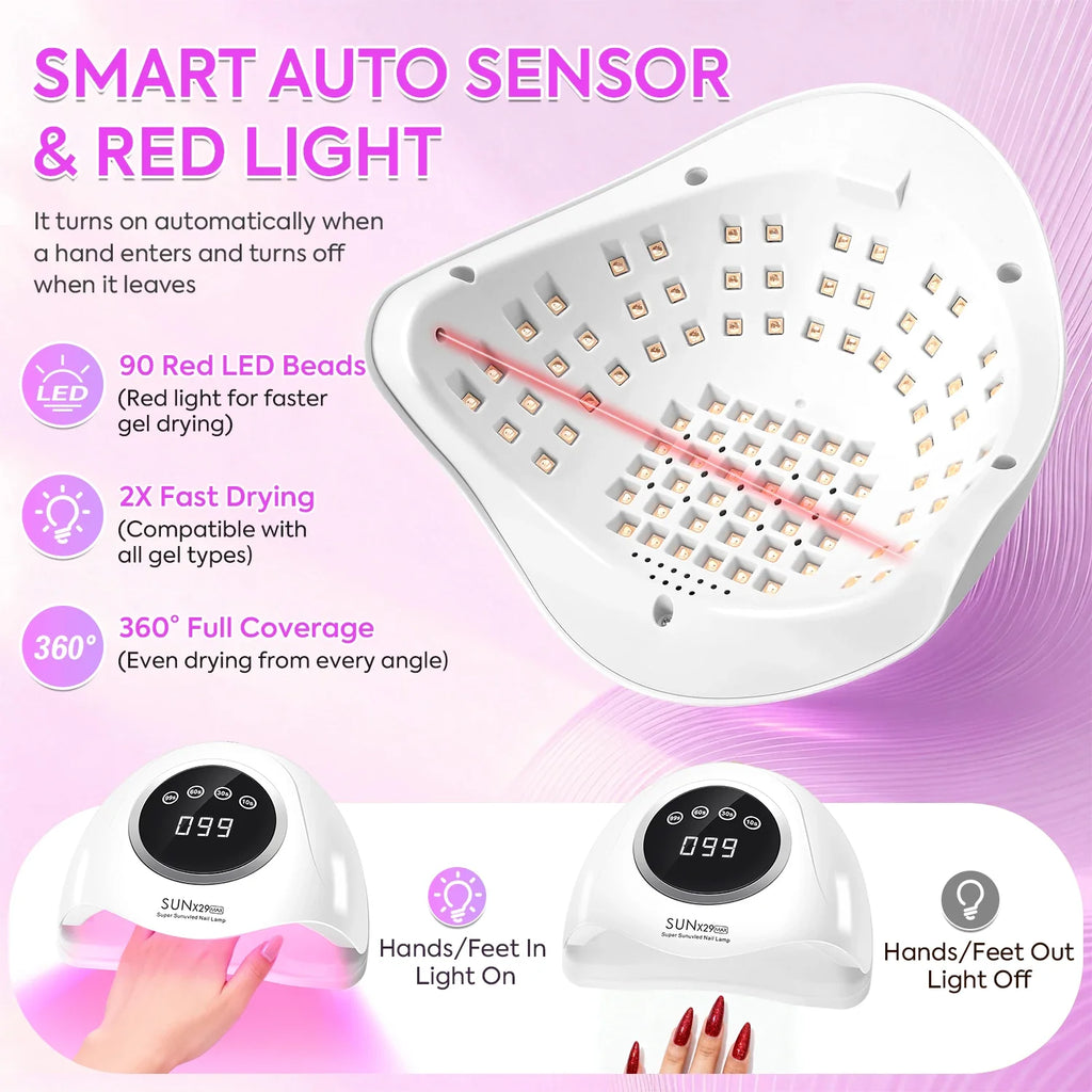 DianaBeauty 380W Professional UV LED Nail Lamp For Quick Drying Gel Nail Polish 90LEDS Gel Drying Lamp With 4 Timer Setting