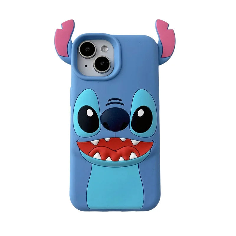 Fashion 3D Kawaii Cute Cartoon Stitch Soft Silicone Phone Case For iPhone