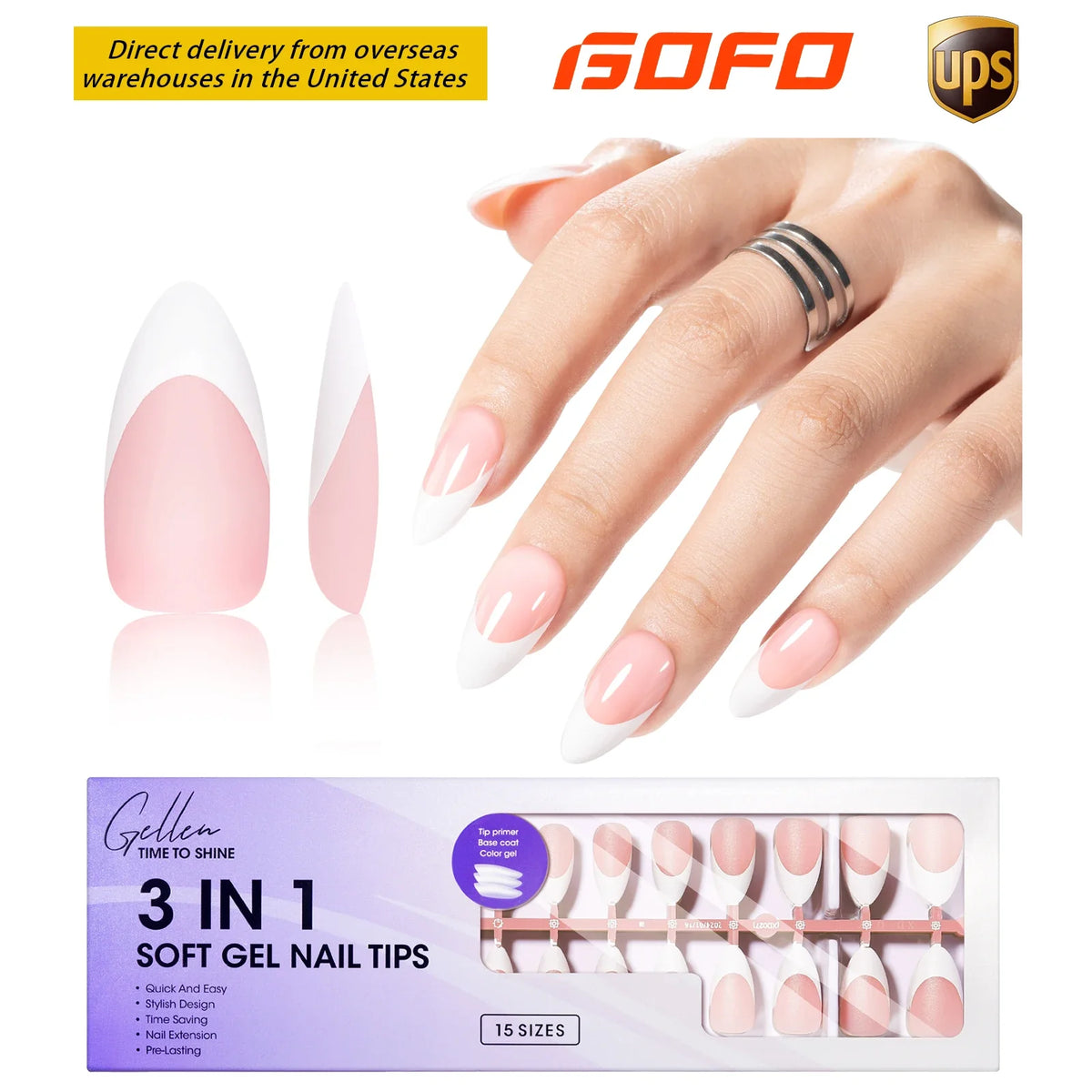 French Tips Press-on Nail Long Lasting Elegant Artificial Nail Manicure Art for Daily Lives Everyday Use