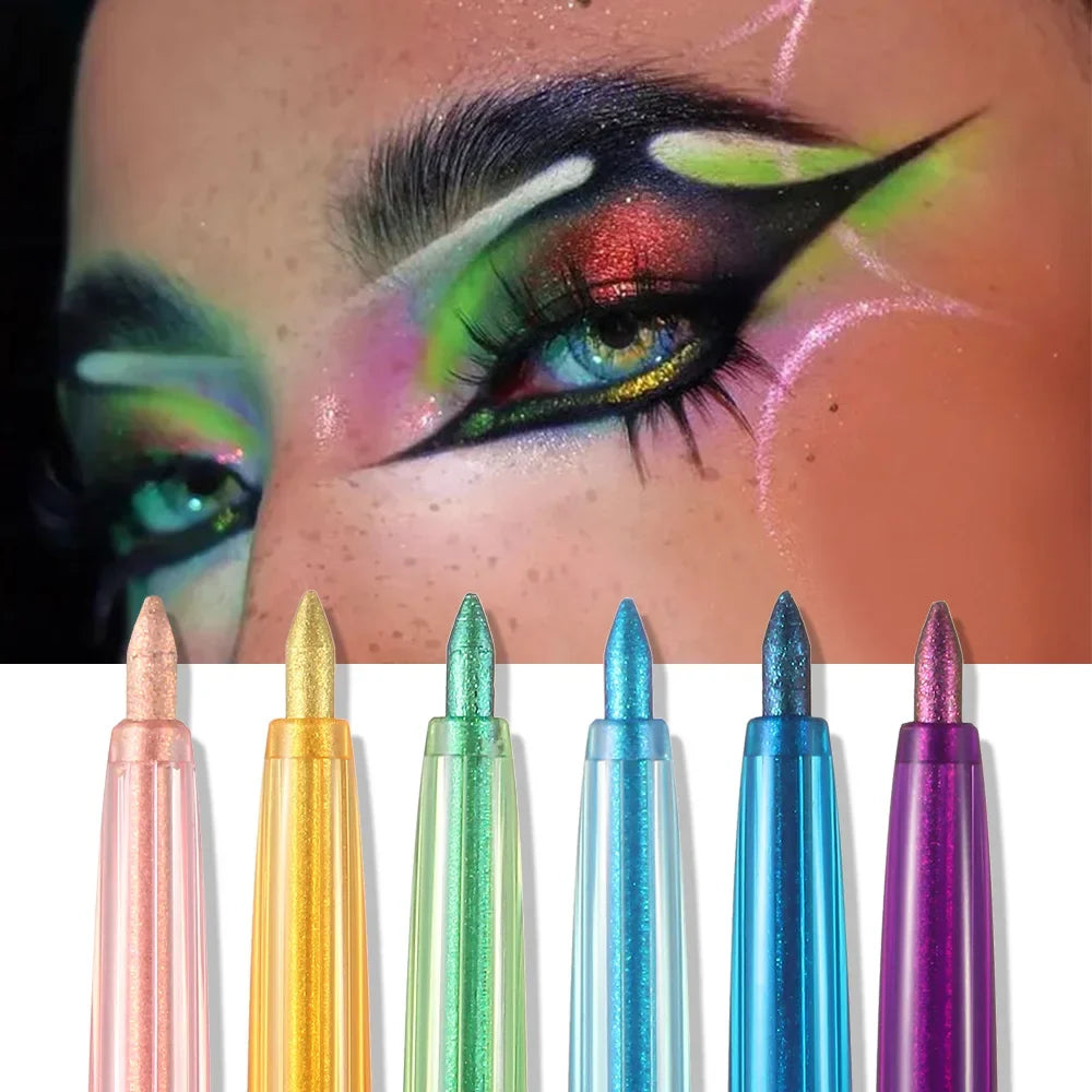 6 Colors Chameleons Eyeliner Pearl Metallic Gloss Shiny Eyeshadow Glitter Liner Multi Chrome Color Aurora Chaning Eye Makeup