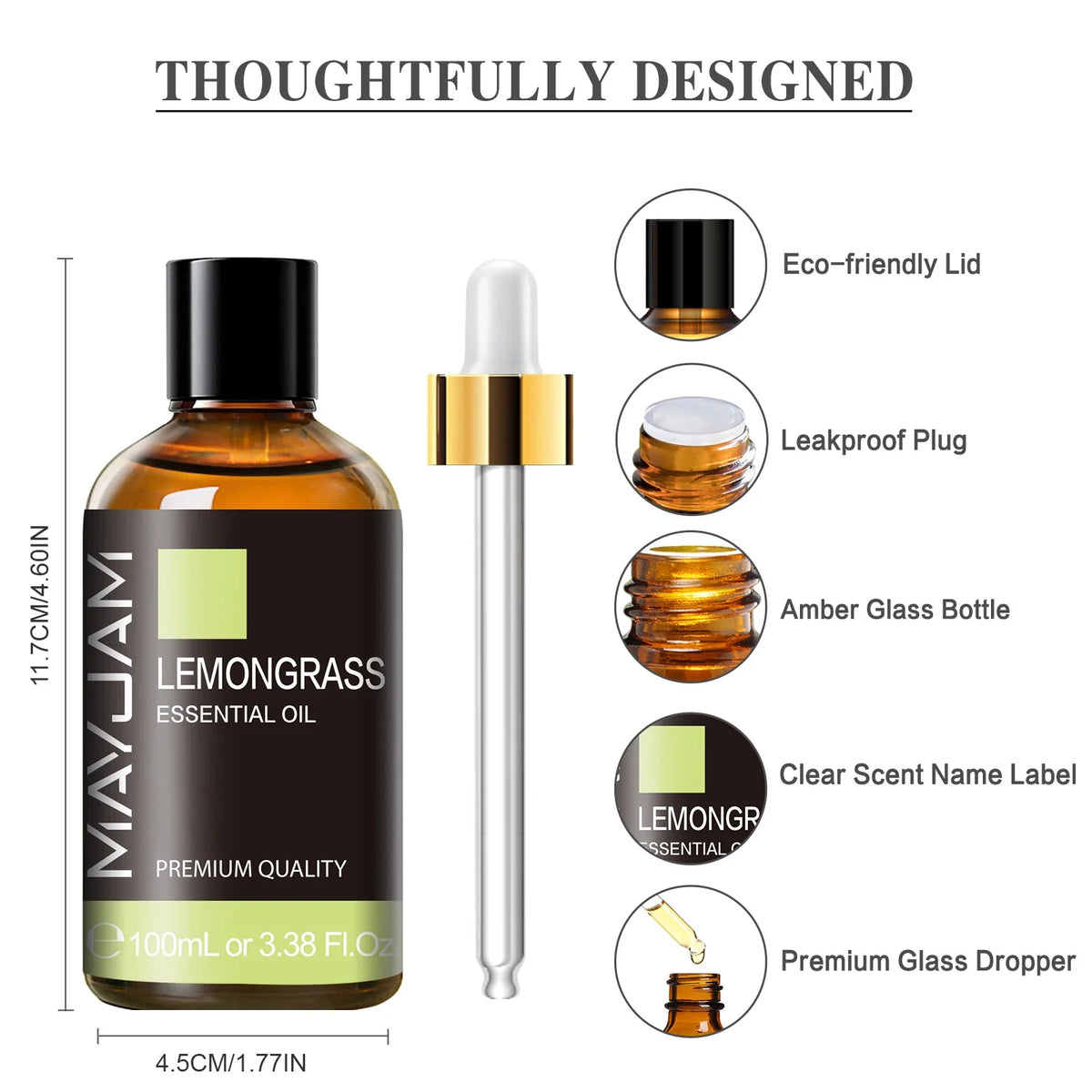 MAYJAM 1 Piece 100ML Pure Natural Plants Essential Oil For Humidifiers Aromatic Diffuser Vanilla Lavender Mint Bergamot Rose