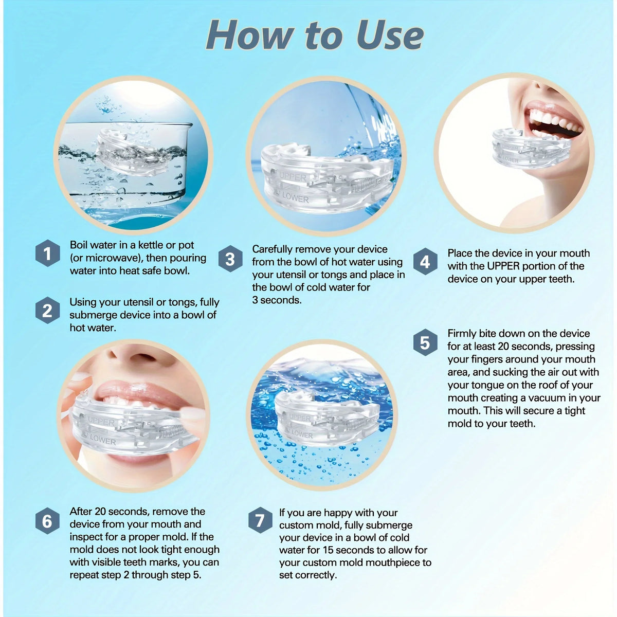 Anti-Snoring Mouth Guard, Adjustable Mouthpiece - Night Time Teeth Mouthguard & Sleeping Bite Guard for Bruxism and Stop Snoring
