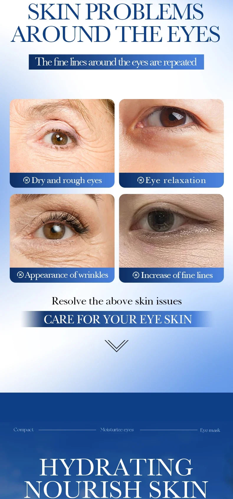 SADOER Collagen Eye Mask Caffeine Crystal Anti Dark Circles Eye Bag Remover Moisturizing Anti-aging Eye Patches Skin Eye Care