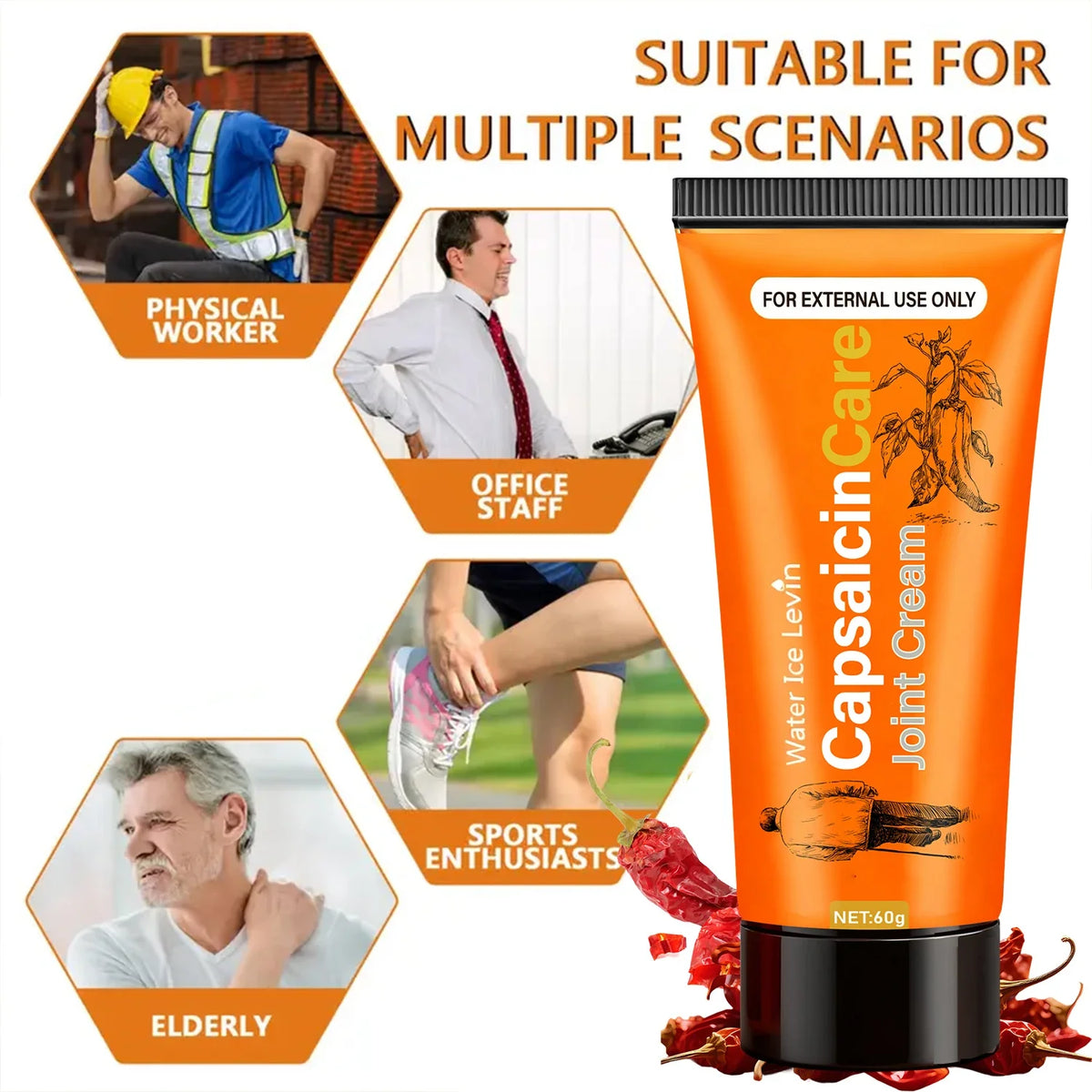 Capsaicin Care Joint Cream with Glucosamine & Vitamin C - Soothes & Moisturizes, Targeted Relief for Fall & Winter Joint Support