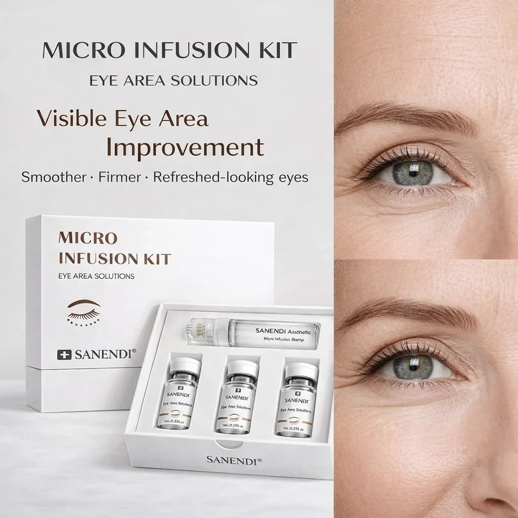 3 in 1 Micro-Infusion System for Eye & Face 0.05mm Stamp Hyaluronic Acid & Collagen Peptide Serum Firmer Home Skin Care 1Month
