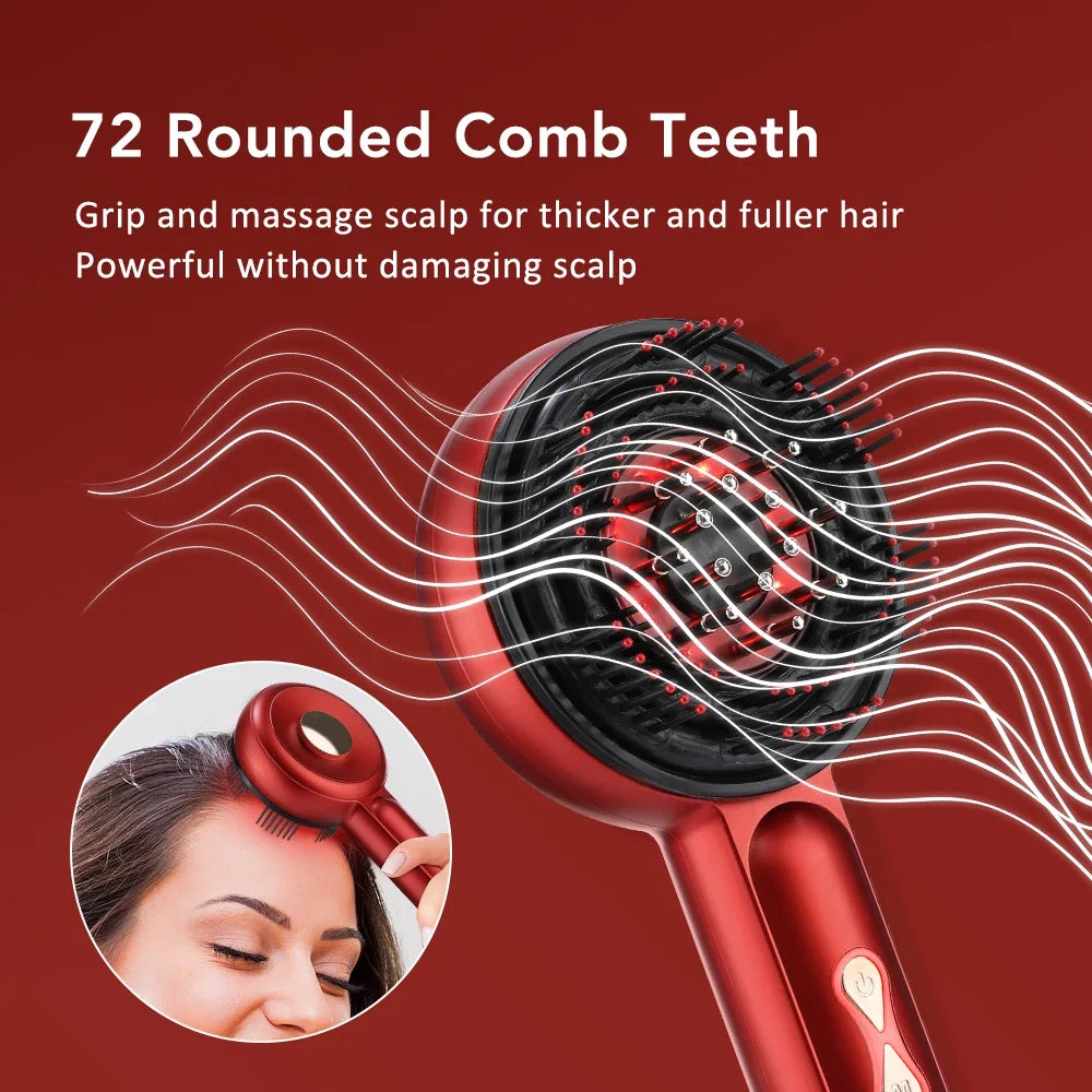 Portable Electric Head Massage Comb Essential Oil Red Light 3-gear Scalp Massage Electric Head Blood Relaxation Massage Gift