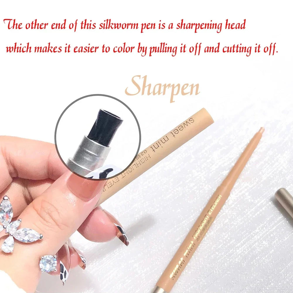 Sweet Mint Lying Silkworm Pencil Galaxy Glitter Eyeshadow Pen Long-lasting Waterproof Shiny Eyeliner Outline Pen Stick Makeup