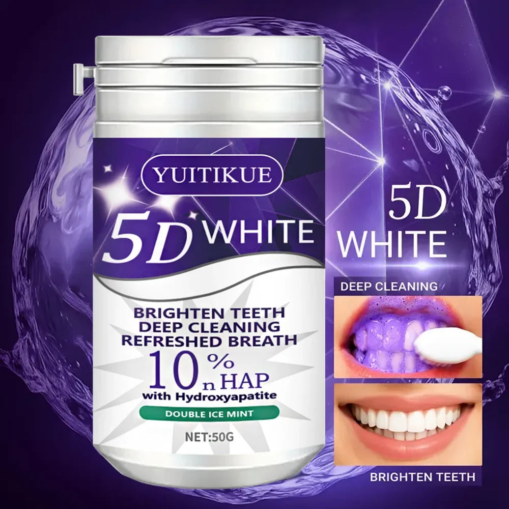 10% Hydroxyapatite Tooth Powder | 5D White Brightening | Deep Clean & Fresh Breath | Double Ice Mint