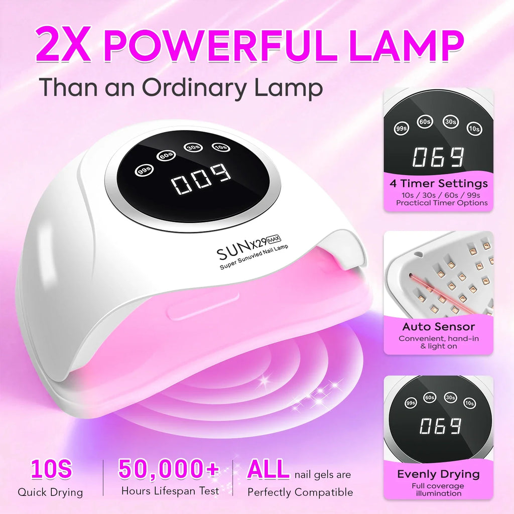 DianaBeauty 380W Professional UV LED Nail Lamp For Quick Drying Gel Nail Polish 90LEDS Gel Drying Lamp With 4 Timer Setting
