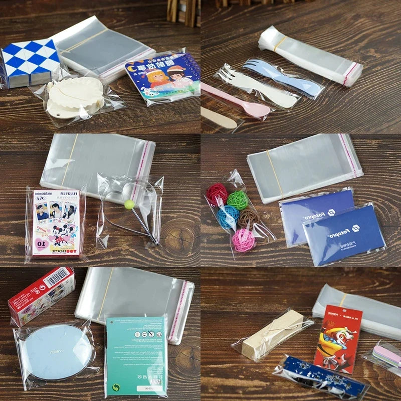 100Pcs Transparent Self-sealing Jewelry Accessories Candy OPP Self-adhesive Bag Packaging Resealable Gift Cookie Packaging Bag