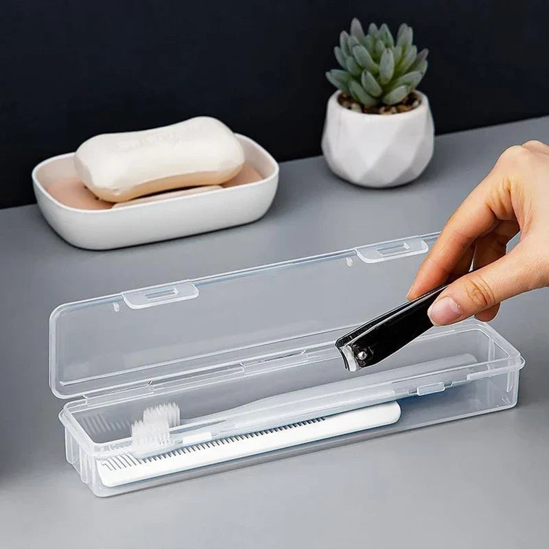 Travel Practical Accessories Portable Toothbrush Box Plastic Travel Toothbrush Case Transparent Toothbrush Holder Organizer