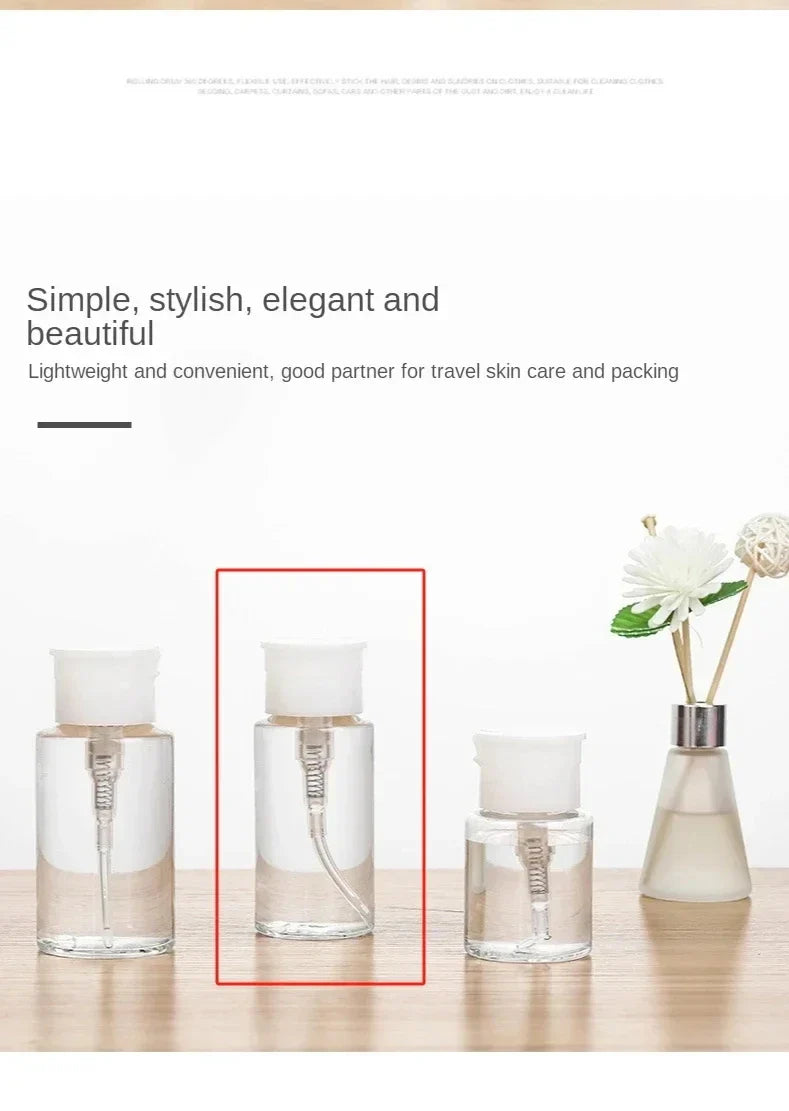 1/3pcsTransparent Pump Bottle Dispenser Push-Down Refillable Travel Bottle Set for Makeup Nail Polish Remover Cosmetic Organizer