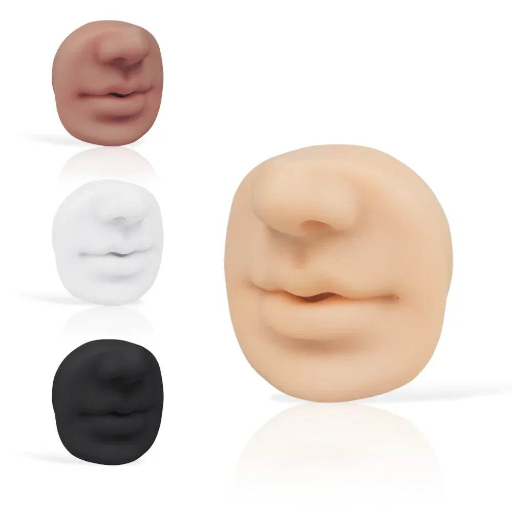 1PC Soft Silicone Mouth Nose Model Tattoo Practice Jewelry Display Piercing Display Tool Tattoo Puncture Practice Accessory
