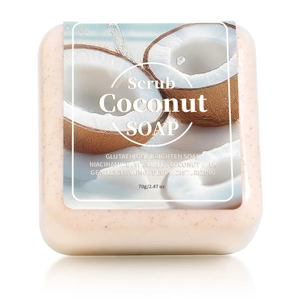 Glutathione Coconut Scrub Handmade Soap Deep Cleansing And Moisturizing Cleansing Bath Plant Essential Oil Soap Portable Soap