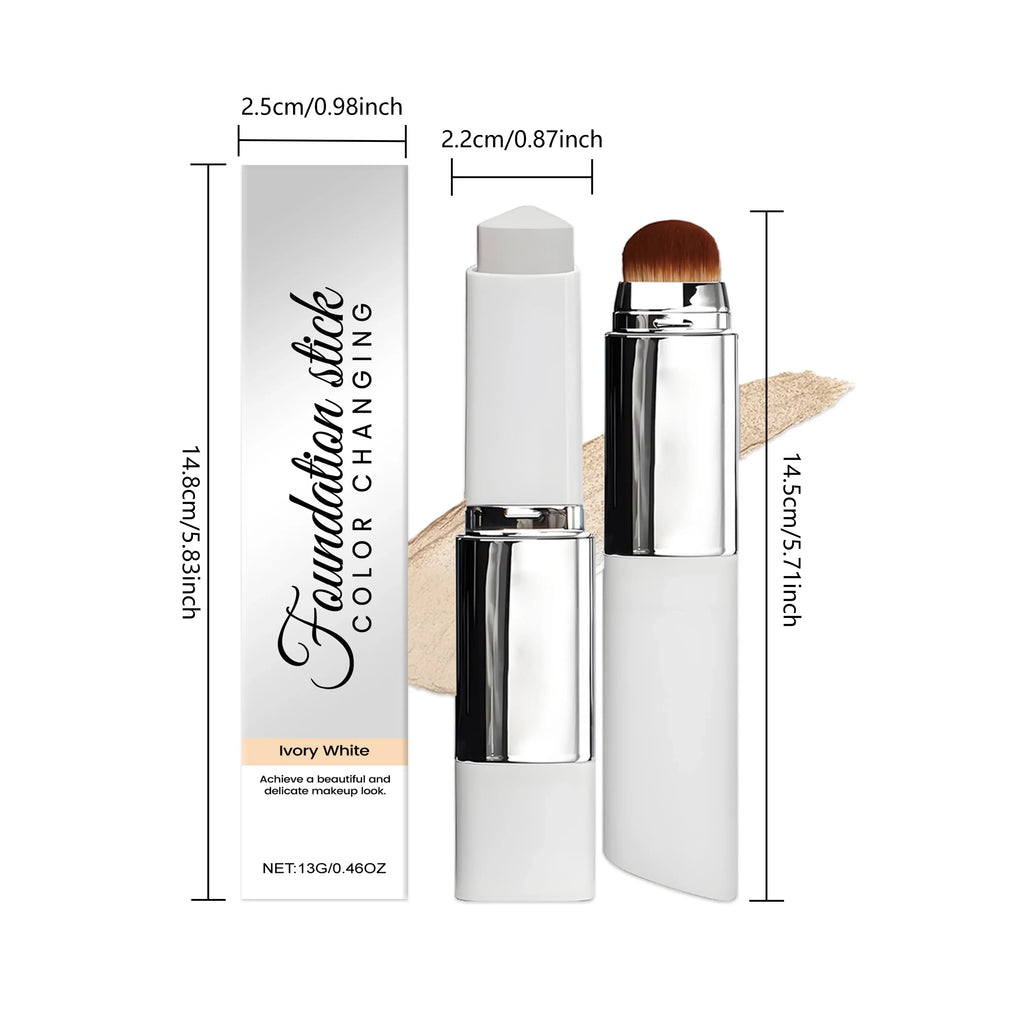 Ivory White Two In One Color Changing Foundation Make-Up Stick Light&Thin Skin CareMatte Natural Makeup Foundation Make-Up Stick