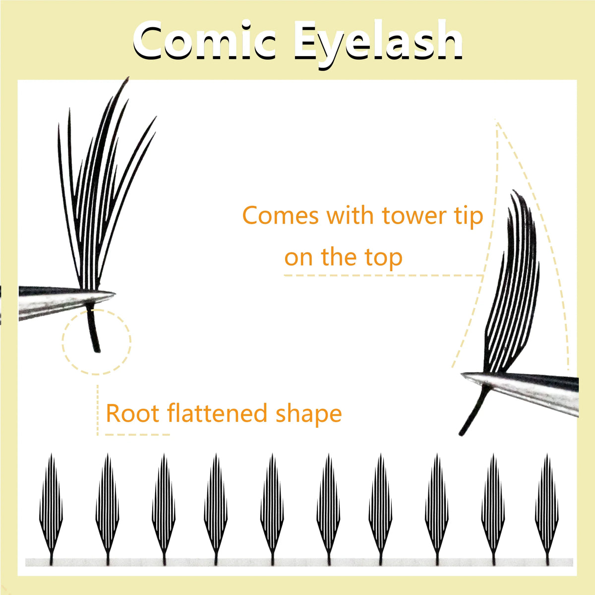 Anime Spire Eyelash Extension Feather Shape C/D Curl Premade Fans Tower Lashes Soft Lightweight Manga Effect False Lashes Makeup