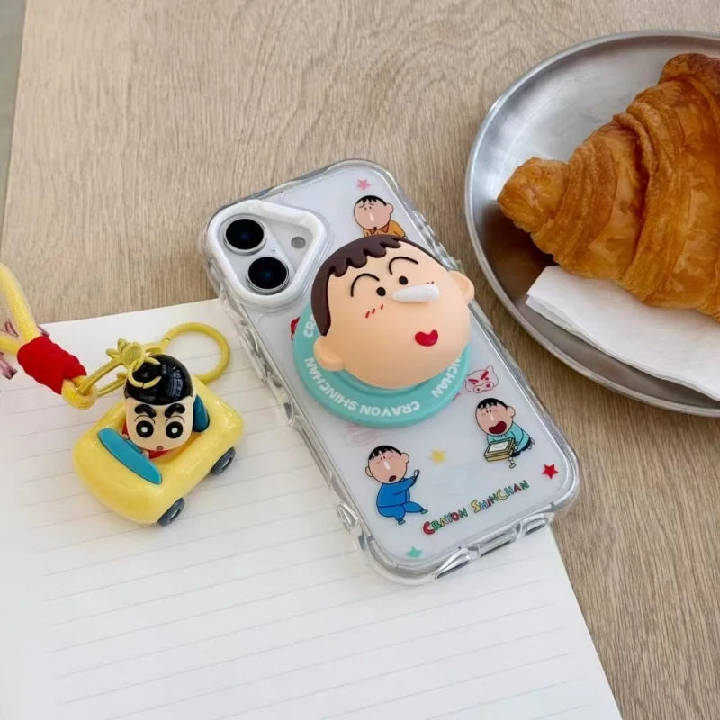 Cute Anime Funny snot Boochan Crayon Shin-chan Magnetic Holder Magsafe Wireless Charge Case For iPhone