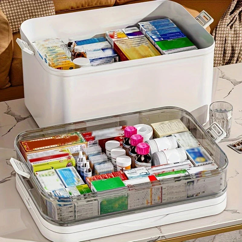 Large-Capacity Multi-Layer Medicine Organizer and How to Use It - Durable Waterproof Pill Box with Pill Storage, Suitable for Home and Travel Storage, Can Be Placed under the Bed, Easy to Carry, Suitable for Outdoor Travel Us