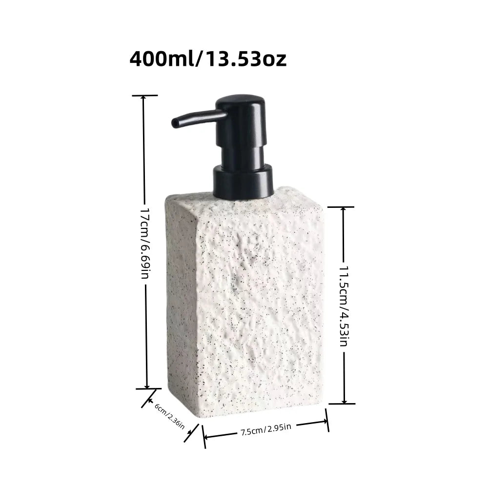 High End Stone Texture Ceramic Lotion Bottle for Home Hotel Multi Purpose Shampoo Hand Wash Bottle Durable Anti Slip Design