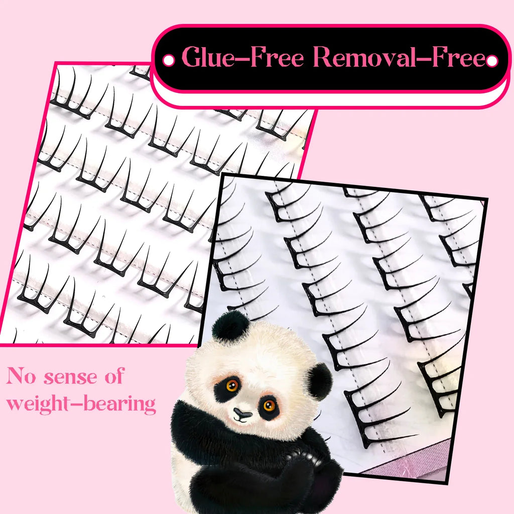 Korean Stylish Self-Adhesive False Eyelashes K-pop Inspired Fluffy Clustered Slender Comic Design for Everyday Use