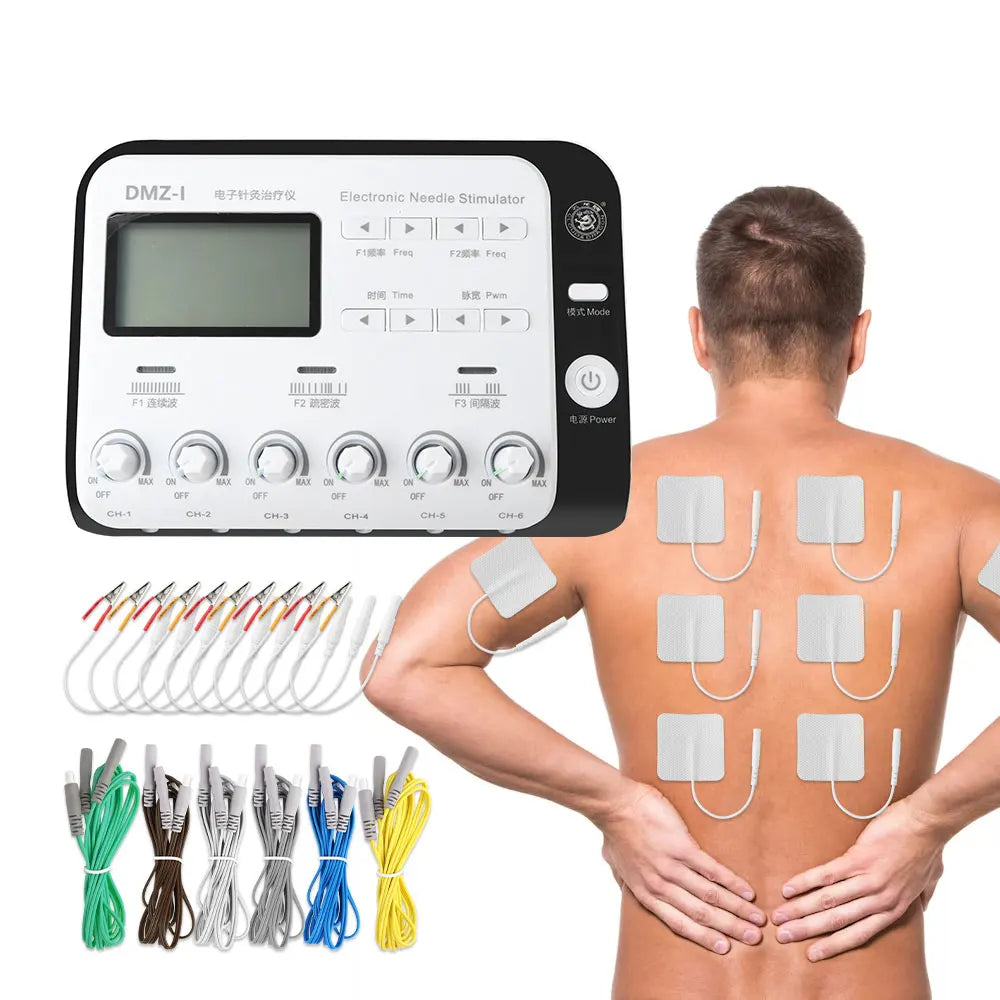 Body Massager 6 Output Channel Physiotherapy TENS Muscle Electrostimulator Relax Electroacupuncture with Patch Massage Machine