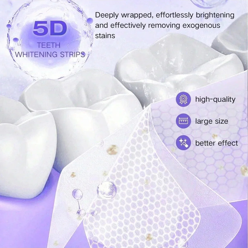 [ 5D ] Effective Teeth Whitening Strips Whitener Strips Teeth Whitener Helps Remove Yellow Teeth And Stains Teeth Stain Remover