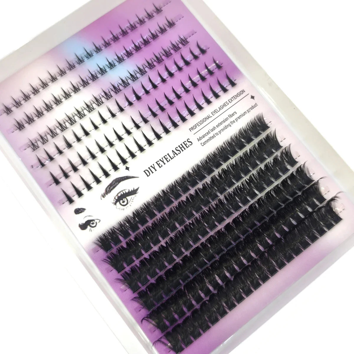 12rows Salon-Like Lash Clusters Kit DIY Eyelash  extension comic eyelash curler grou upper eyelashes Volume Fairy Eyelash