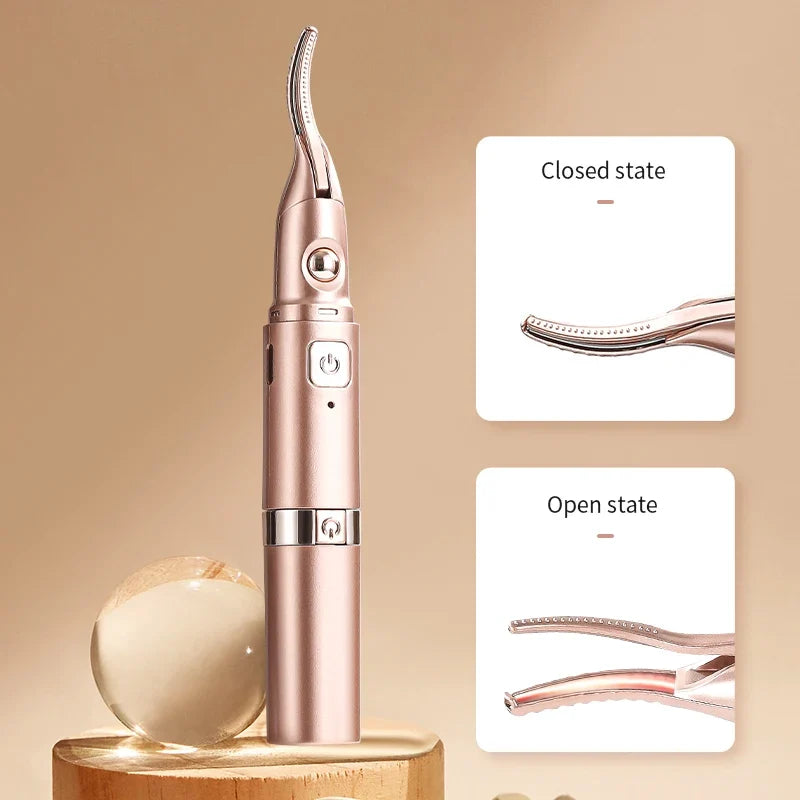 2026 New Electric Eyelash Curler 2-in-1 Dual Head USB Heated Lash Curling Iron Eyebrow Trimmer Beauty Tool for Home Travel