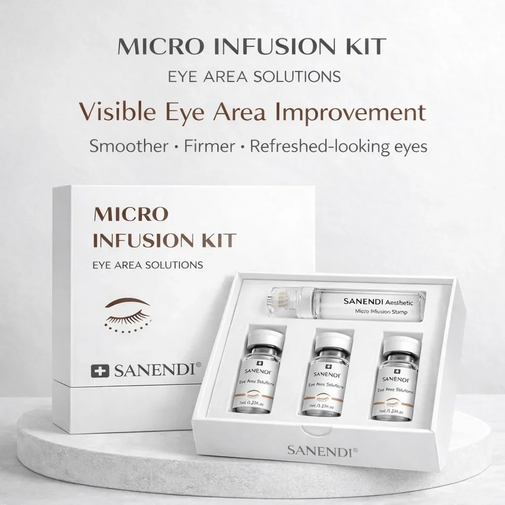 3 in 1 Micro-Infusion System for Eye & Face 0.05mm Stamp Hyaluronic Acid & Collagen Peptide Serum Firmer Home Skin Care 1Month