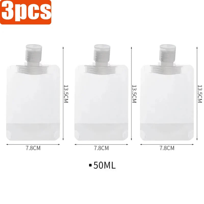 1/6pcs 30/50/100ml Lotion Dispenser Bag Travel Storage Bag Shampoo Liquid Cosmetics Storage Reusable Leak Proof Refillable Bag