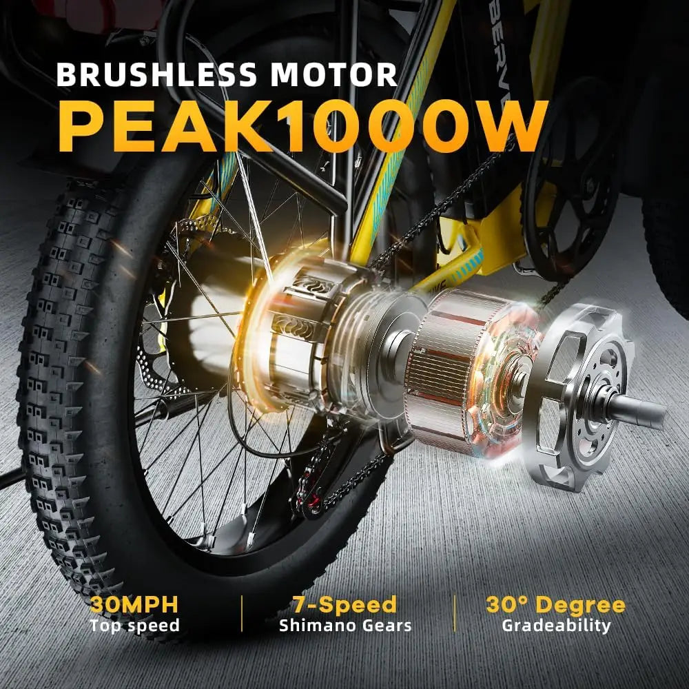 Cybervelo 1000W Foldable Fat Tire E-Bike 48V 20.8Ah Mars700