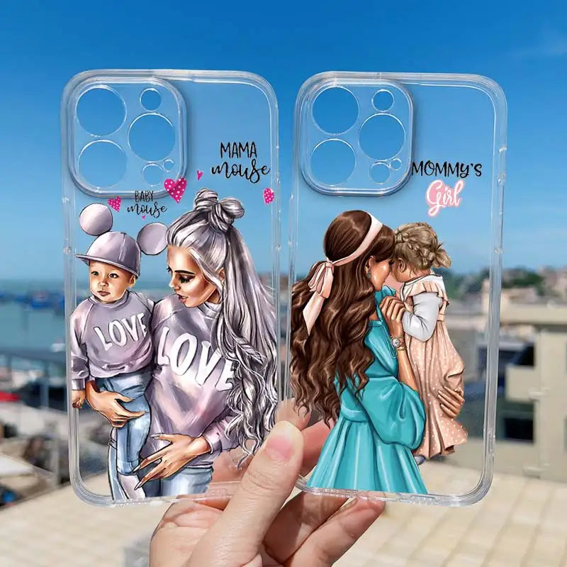 Family Mama Of Girl Mom Clear Phone Case For iPhone