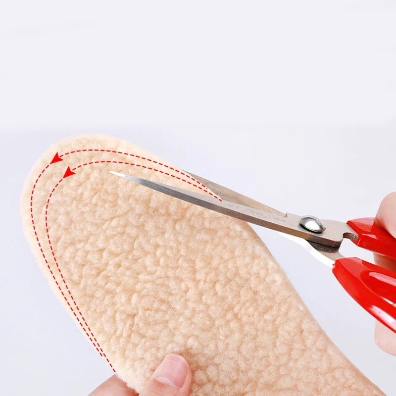 Adjustable Warm Insoles with Fleece and Thickened Lambskin Comfortable Cashmere and Cotton Insoles Snow Boots