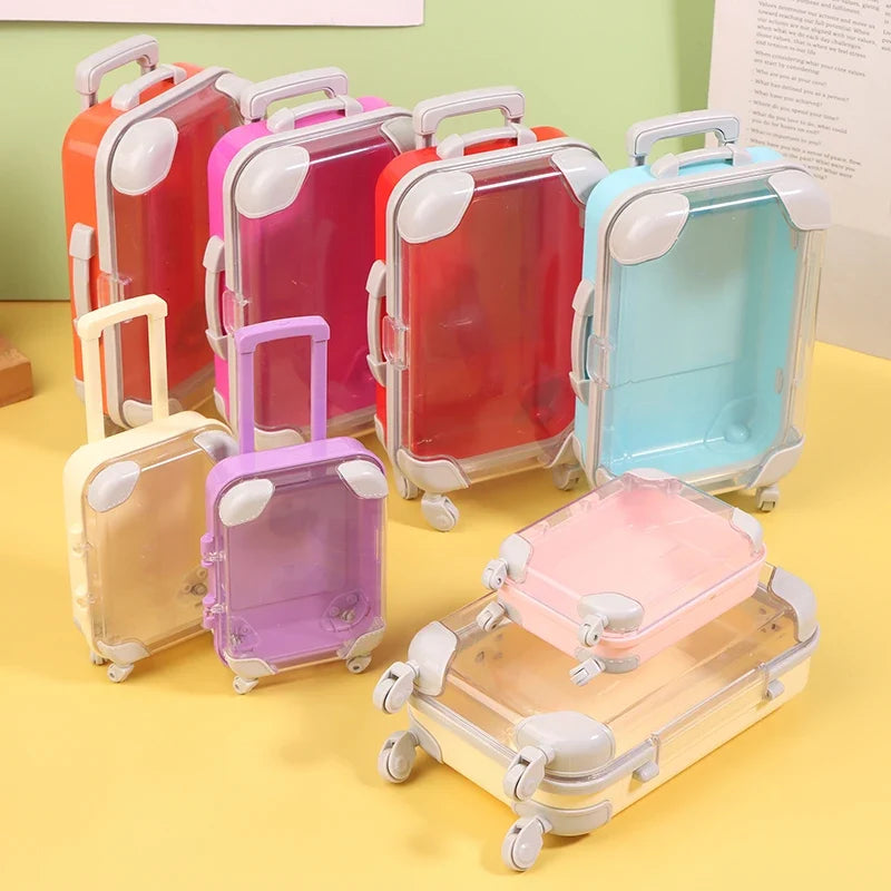 1Pc Simulation Mini Trolley Cases False Eyelashes Makeup Carrying Suitcase ABS Small Toiletry Box Women Travel Gift Box