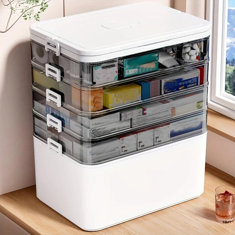 Large-Capacity Multi-Layer Medicine Organizer and How to Use It - Durable Waterproof Pill Box with Pill Storage, Suitable for Home and Travel Storage, Can Be Placed under the Bed, Easy to Carry, Suitable for Outdoor Travel Us