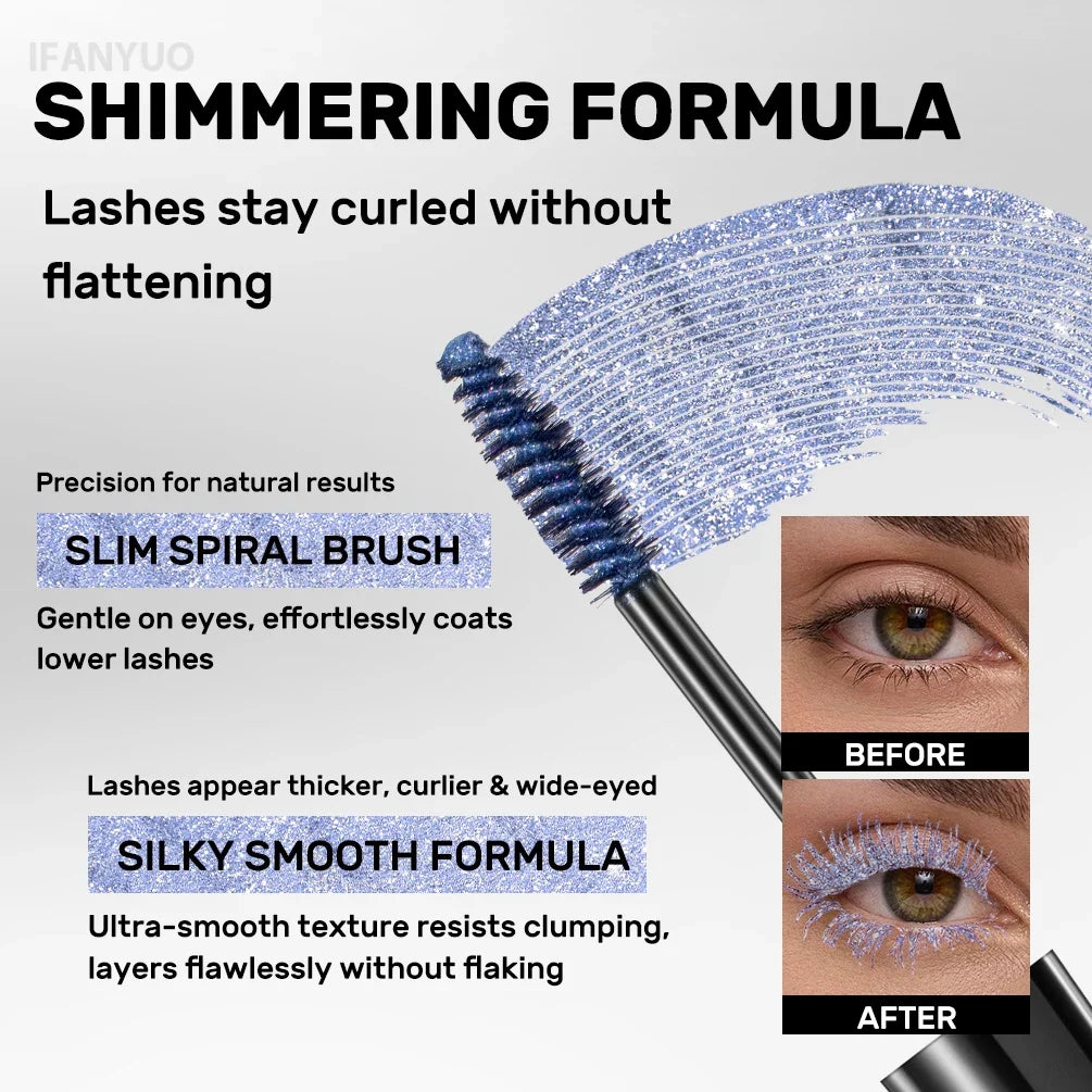 Pink Diamond Mascara Sweat Proof Glitter Eyelashes Shining Sequins Quick Dry Lasting Curling Thick Length Mascara Shimmer Makeup
