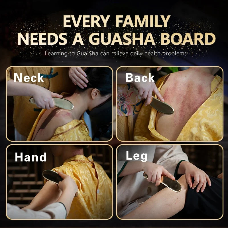 Brass Hufu bian guasha board whole body massage tool back neck meridians dedicated pure copper metal scraping massager