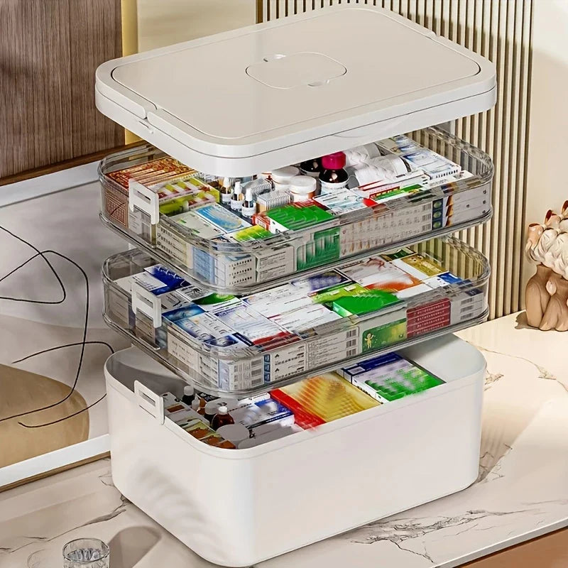Large-Capacity Multi-Layer Medicine Organizer and How to Use It - Durable Waterproof Pill Box with Pill Storage, Suitable for Home and Travel Storage, Can Be Placed under the Bed, Easy to Carry, Suitable for Outdoor Travel Us